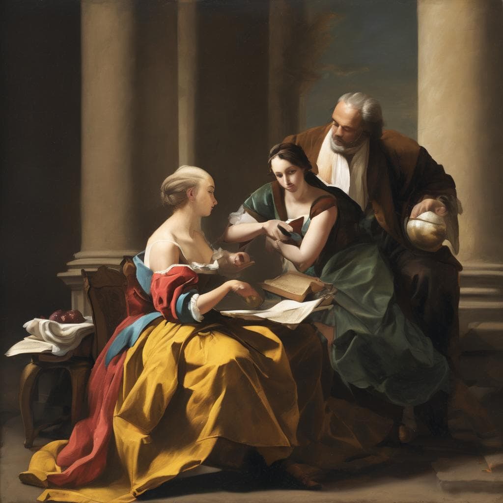 Παραδοσιακή ελαιογραφία με οικογενειακή σκηνή, ισπανική τέχνη 17ου αιώνα, έργο σταθμός στην ιστορία της τέχνης.